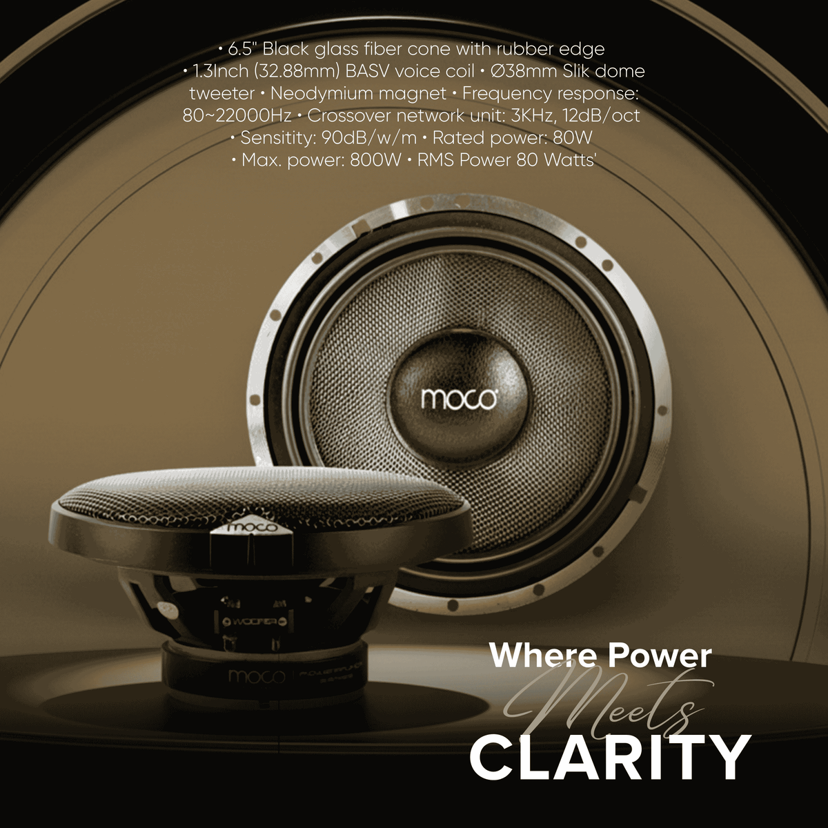 MOCO CO-02.80 6x5 Inch Component Car Speakers 80W RMS – Glass