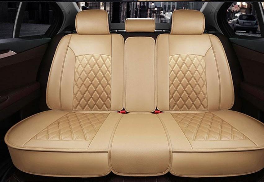 KVD Superior Leather Car Seat Cover FOR TOYOTA Innova Crysta 7 SEATER  COFFEE + WHITE FREE PILLOWS AND NECK REST (WITH 5 YEARS WARRANTY)- DZ016/90