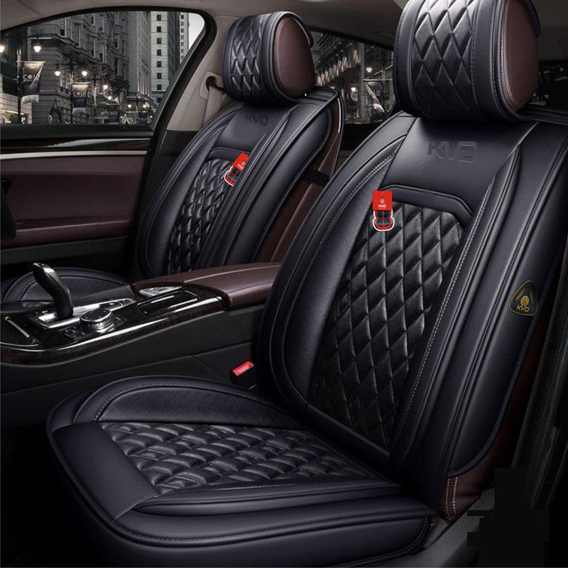 KVD Superior Leather Luxury Car Seat Cover for Toyota Innova Seater Full  Black (With Year Onsite Warranty) (SP) D050/88