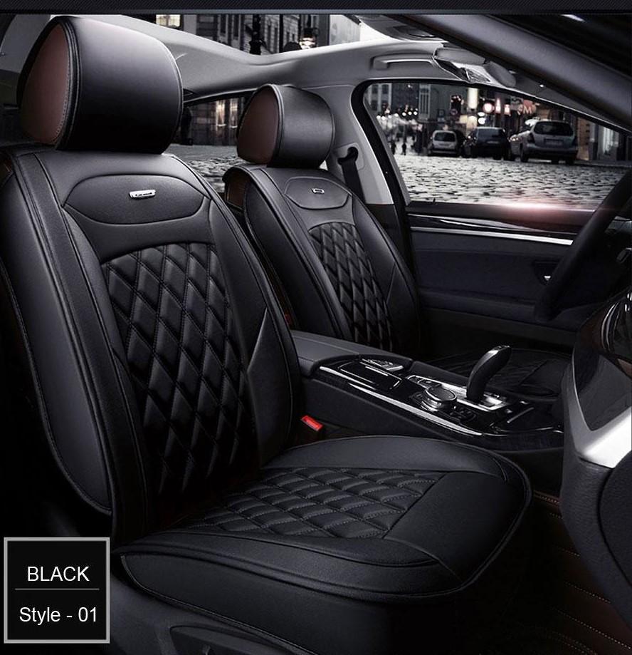 Black leather online seat covers