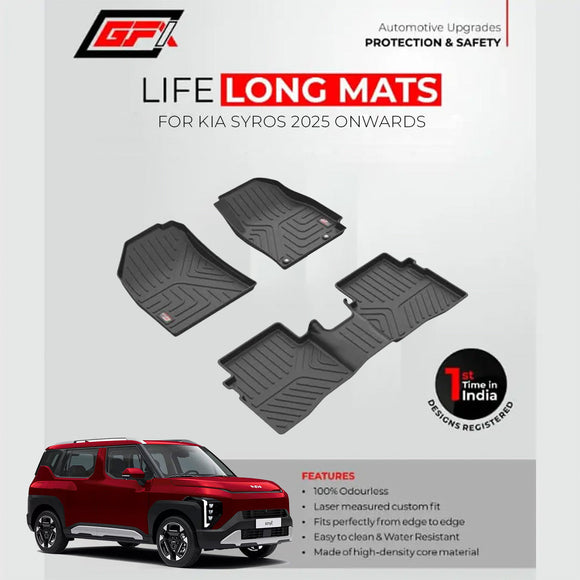 Kia Syros Gfx Lifelong Premium Car Floor Foot Mats 2025 Onwards | Set Of 3 Pcs