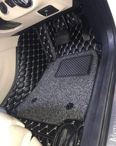 Kvd Extreme Leather Luxury 7D Car Floor Mat For Honda Elevate Black + Silver ( WITH 1 YEAR WARRANTY ) - M02/154