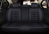 KVD Superior Leather Luxury Car Seat Cover for Skoda Kylac Black + Blue Free Pillows And Neckrest Set (With 5 Year Onsite Warranty) - DZ073/143