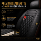 KVD Superior Leather Luxury Car Seat Cover For Volkswagen Taigun Full Black (With 5 Year Onsite Warranty) - D009/135