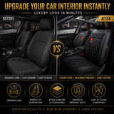 KVD Superior Leather Luxury Car Seat Cover For Volkswagen Taigun Full Black (With 5 Year Onsite Warranty) - D009/135