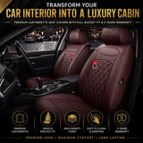 KVD Superior Leather Luxury Car Seat Cover FOR Volkswagen T-Roc COFFEE (WITH 5 YEARS WARRANTY) - D011/135