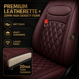 KVD Superior Leather Luxury Car Seat Cover For Volkswagen Taigun Coffee (With 5 Year Onsite Warranty) - D011/135
