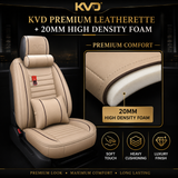 KVD Superior Leather Luxury Car Seat Cover FOR Mahindra Thar Roxx BEIGE + BLACK FREE PILLOWS AND NECK REST SET (WITH 5 YEARS WARRANTY) - D017/156