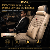 KVD Superior Leather Luxury Car Seat Cover FOR HONDA Brio BEIGE + BLACK FREE PILLOWS AND NECK REST SET (WITH 5 YEARS WARRANTY) - D017/6