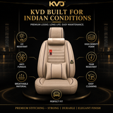 KVD Superior Leather Luxury Car Seat Cover FOR MARUTI SUZUKI Ertiga BEIGE + BLACK FREE PILLOWS AND NECK REST SET (WITH 5 YEARS WARRANTY) - D017/50