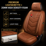 KVD Superior Leather Luxury Car Seat Cover for Volkswagen T-Roc Tan + Beige (With 5 Year Onsite Warranty) (SP) - D069/135