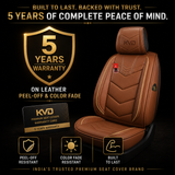 KVD Superior Leather Luxury Car Seat Cover for Volkswagen T-Roc Tan + Beige (With 5 Year Onsite Warranty) (SP) - D069/135