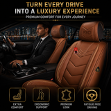 KVD Superior Leather Luxury Car Seat Cover for Volkswagen T-Roc Tan + Beige (With 5 Year Onsite Warranty) (SP) - D069/135