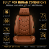 KVD Superior Leather Luxury Car Seat Cover for Volkswagen T-Roc Tan + Beige (With 5 Year Onsite Warranty) (SP) - D069/135