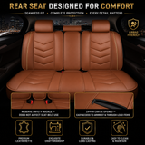 KVD Superior Leather Luxury Car Seat Cover for Volkswagen T-Roc Tan + Beige (With 5 Year Onsite Warranty) (SP) - D069/135