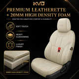 KVD Superior Leather Luxury Car Seat Cover for Renault Kwid Full Beige (With 5 Year Onsite Warranty) - D083/63