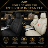KVD Superior Leather Luxury Car Seat Cover for Renault Kwid Full Beige (With 5 Year Onsite Warranty) - D083/63