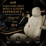 KVD Superior Leather Luxury Car Seat Cover for Renault Kwid Full Beige (With 5 Year Onsite Warranty) - D083/63