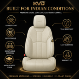 KVD Superior Leather Luxury Car Seat Cover for Renault Kwid Full Beige (With 5 Year Onsite Warranty) - D083/63