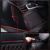 KVD Superior Leather Luxury Car Seat Cover For Mg Astor Black + Red Free Pillows And Neck Rest Set (With 5 Year Onsite Warranty) - Dz001/145
