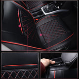 KVD Superior Leather Luxury Car Seat Cover For Skoda Slavia Black + Red Free Pillows And Neck Rest Set (With 5 Year Onsite Warranty) - Dz001/135