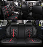 KVD Superior Leather Luxury Car Seat Cover for Honda Elevate Black + Red Piping (With 5 Year Onsite Warranty) - D100/154