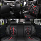 KVD Superior Leather Luxury Car Seat Cover for Volkswagen T-Roc Black + Red Piping (With 5 Year Onsite Warranty) - D100/135