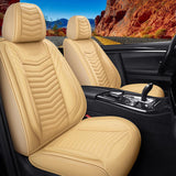 KVD Superior Leather Luxury Car Seat Cover for Skoda Slavia Full Beige (With 5 Year Onsite Warranty) (SP) - D102/135