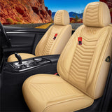 KVD Superior Leather Luxury Car Seat Cover for Skoda Slavia Full Beige (With 5 Year Onsite Warranty) (SP) - D102/135