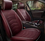 KVD Superior Leather Luxury Car Seat Cover for Skoda Slavia Wine Red + White (With 5 Year Onsite Warranty) - DZ106/135