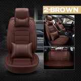 KVD Superior Leather Luxury Car Seat Cover for Skoda Kylac Full Coffee Free Pillows And Neckrest Set (With 5 Year Onsite Warranty) - D126/143