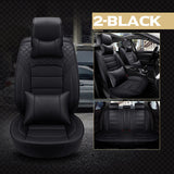 KVD Superior Leather Luxury Car Seat Cover For Kia Syros Full Black Free Pillows And Neckrest Set (With 5 Year Onsite Warranty) - DZ127/158
