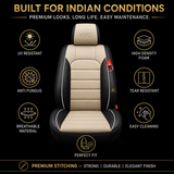 KVD Superior Leather Luxury Car Seat Cover for Nissan Micra Black + Beige (With 5 Year Onsite Warranty) - D131/120