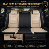KVD Superior Leather Luxury Car Seat Cover for Skoda Slavia Black + Beige (With 5 Year Onsite Warranty) - D131/135
