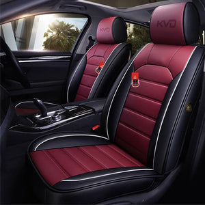 KVD Superior Leather Luxury Car Seat Cover for Mg Comet Black + Wine Red (With 5 Year Onsite Warranty) - DZ132/152