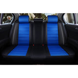 KVD Superior Leather Luxury Car Seat Cover for Kia Carens Black + Blue Free Pillows And Neckrest Set (With 5 Year Onsite Warranty) - D134/142