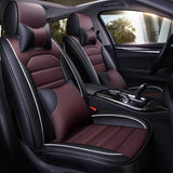 KVD Superior Leather Luxury Car Seat Cover for Kia Carens Black + Coffee Free Pillows And Neckrest (With 5 Year Onsite Warranty) - D137/142