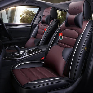 KVD Superior Leather Luxury Car Seat Cover for Maruti Suzuki Fronx Black + Coffee Free Pillows And Neckrest Set (With 5 Year Onsite Warranty) - D137/45