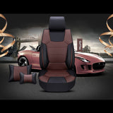 KVD Superior Leather Luxury Car Seat Cover For Tata Curvv Black + Coffee Free Pillows And Neckrest Set (With 5 Year Onsite Warranty) - D138/77