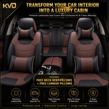 KVD Superior Leather Luxury Car Seat Cover for Mahindra Xuv 500 Black + Coffee Free Pillows And Neckrest Set (With 5 Year Onsite Warranty) - D138/41