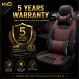 KVD Superior Leather Luxury Car Seat Cover for Honda Cr V Black + Coffee Free Pillows And Neckrest Set (With 5 Year Onsite Warranty) - D138/10