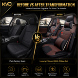 KVD Superior Leather Luxury Car Seat Cover for Hyundai Venue Black + Coffee Free Pillows And Neckrest Set (With 5 Year Onsite Warranty) - D138/102