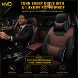KVD Superior Leather Luxury Car Seat Cover for Maruti Suzuki Fronx Black + Coffee Free Pillows And Neckrest Set (With 5 Year Onsite Warranty) - D138/45
