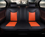 KVD Superior Leather Luxury Car Seat Cover for Skoda Slavia Black + Orange Free Pillows And Neckrest Set (With 5 Year Onsite Warranty) - D139/135