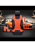 KVD Superior Leather Luxury Car Seat Cover For Kia Syros Black + Orange Free Pillows And Neckrest Set (With 5 Year Onsite Warranty) - D139/158