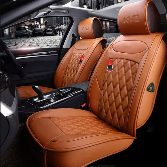 KVD Superior Leather Luxury Car Seat Cover For Tata Curvv LIGHT TAN (WITH 5 YEARS WARRANTY) - D013/77