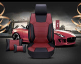 KVD Superior Leather Luxury Car Seat Cover For Kia Syros Black + Wine Red Free Pillows And Neckrest Set (With 5 Year Onsite Warranty) - D140/158