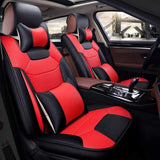 KVD Superior Leather Luxury Car Seat Cover For Maruti Suzuki Victoris Black + Red Free Pillows And Neckrest Set (With 5 Year Onsite Warranty) - D141/157