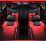KVD Superior Leather Luxury Car Seat Cover for Mahindra Scorpio N Black + Red Free Pillows And Neckrest Set (With 5 Year Onsite Warranty) - D141/149