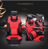 KVD Superior Leather Luxury Car Seat Cover For Maruti Suzuki Victoris Black + Red Free Pillows And Neckrest Set (With 5 Year Onsite Warranty) - D141/157